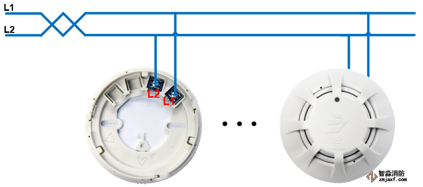 青鳥JTY-GD-JBF5100點(diǎn)型光電感煙火災(zāi)探測(cè)器安裝接線示意圖